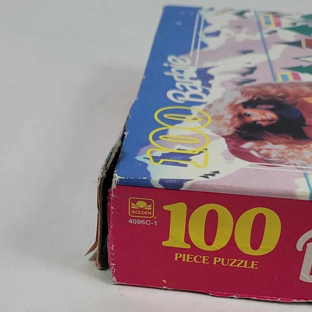 Vintage Golden Barbie 100 Piece Jigsaw Puzzle Skiing Winter Scene 4096C-1 1990s